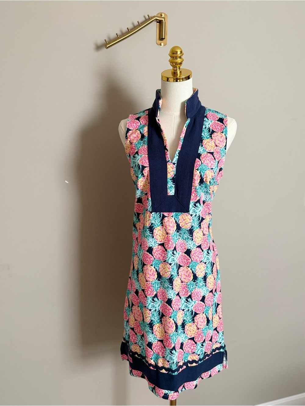 Simply Southern Pineapple Print Shift Dress Small Preppy Resort